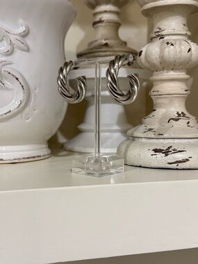 Designer Inspired Twisted Silver Hoops